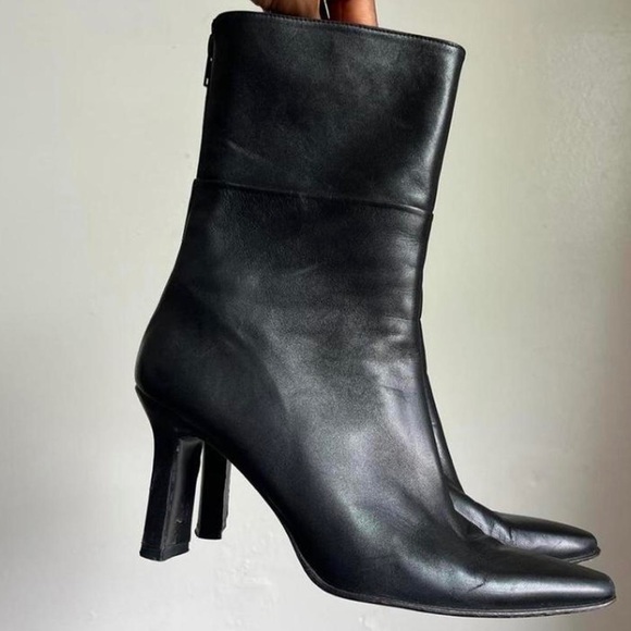 Stuart Weitzman Vintage leather upper square toe mid ankle boots - Picture 1 of 5